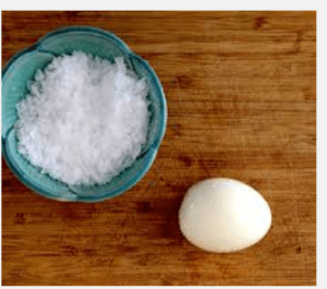Boiled egg and salt